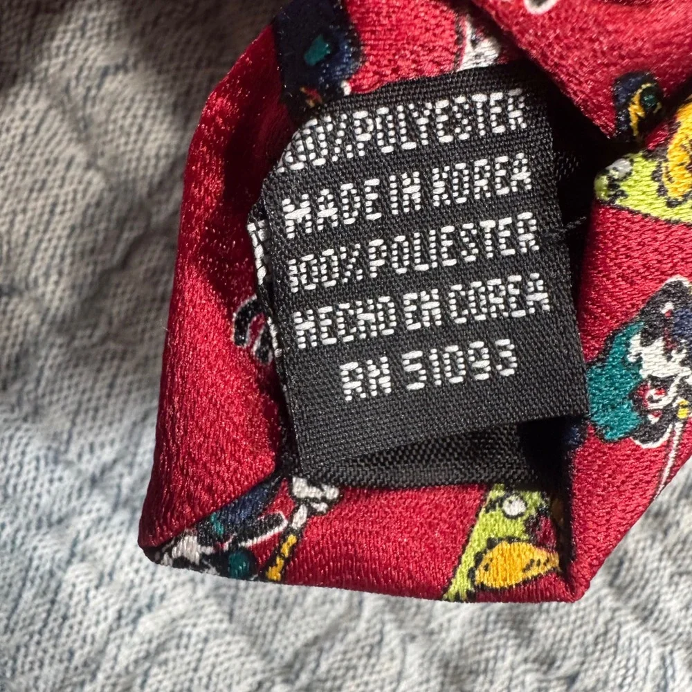 Walt‎ Disney Goofy Golf Tie Mickey Unlimited Red Men's 100% Polyester